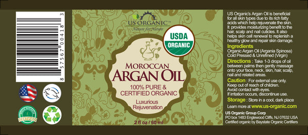 US Organic Moroccan Argan Oil, 100% Pure Certified USDA Organic – US ...